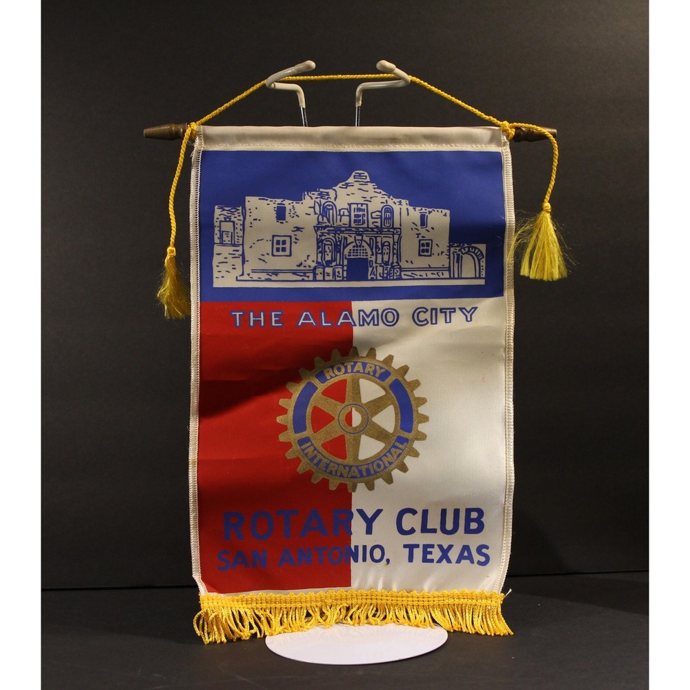 Vintage Rotary Club Pennant San Antonio TX. The Alamo City  11 .5" Tall. (M)